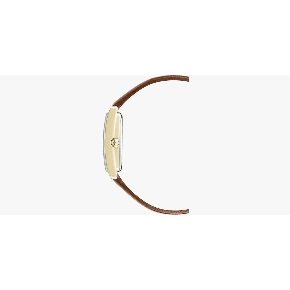 Anne Klein AK/2706 Women's Leather Strap Fashion Dress Watch Gold Tone – NIB
